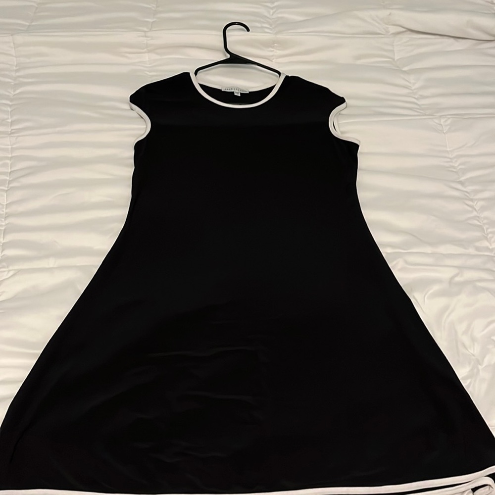Black dress with white trim